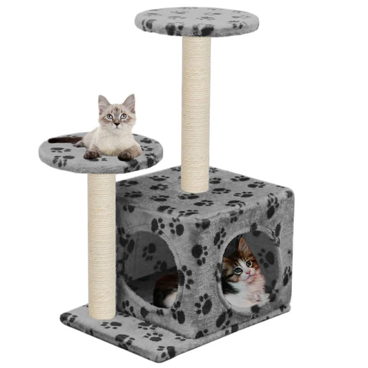 Vidaxl cat scratching post with sisal scratching posts 60 cm paw prints gray-0