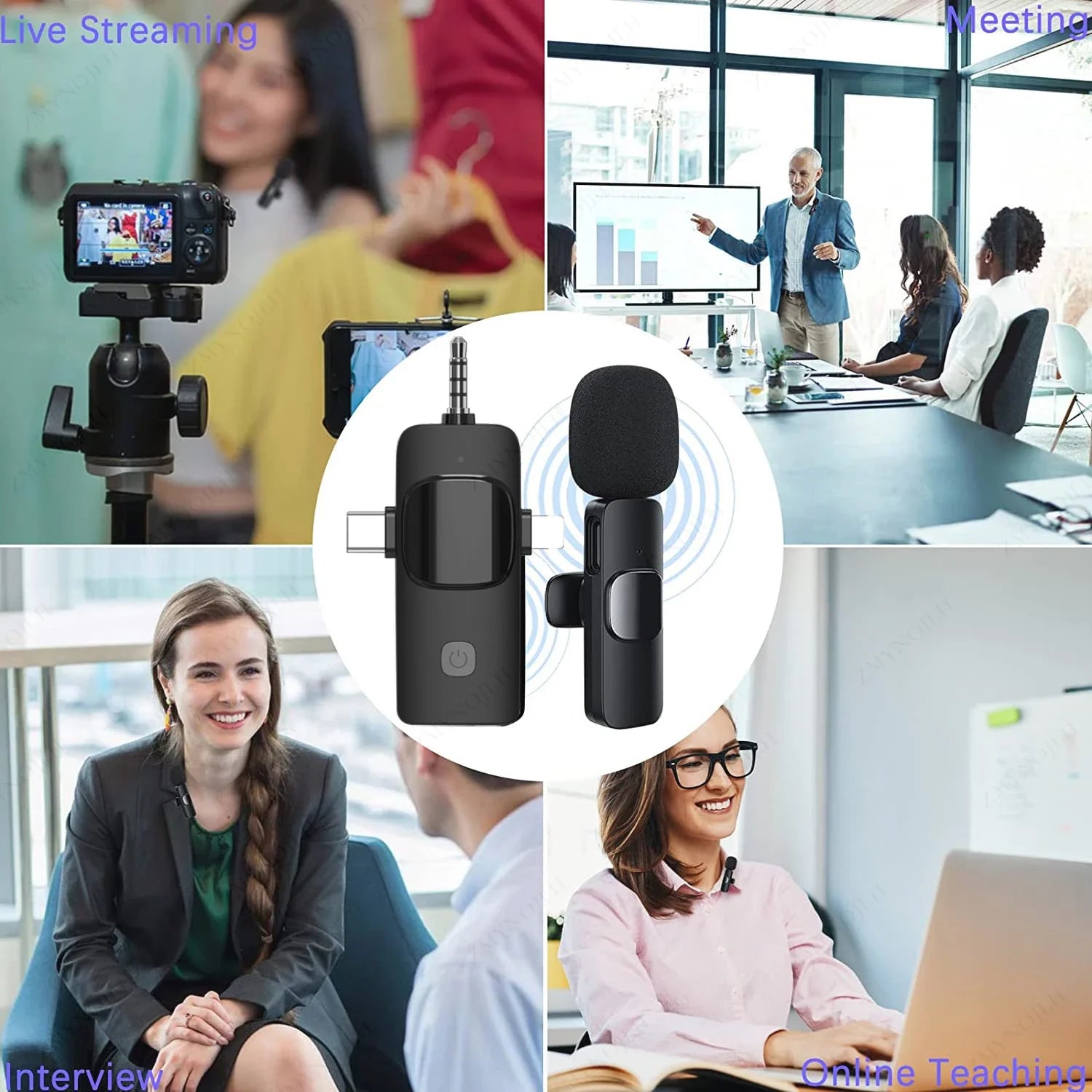 Wireless Lavalier Microphone for iPhone Android Live Recording-1
