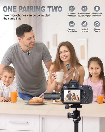 Wireless Lavalier Microphone for iPhone Android Live Recording-3