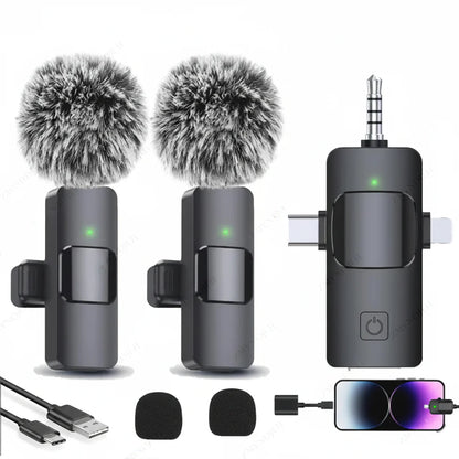 Wireless Lavalier Microphone for iPhone Android Live Recording-0